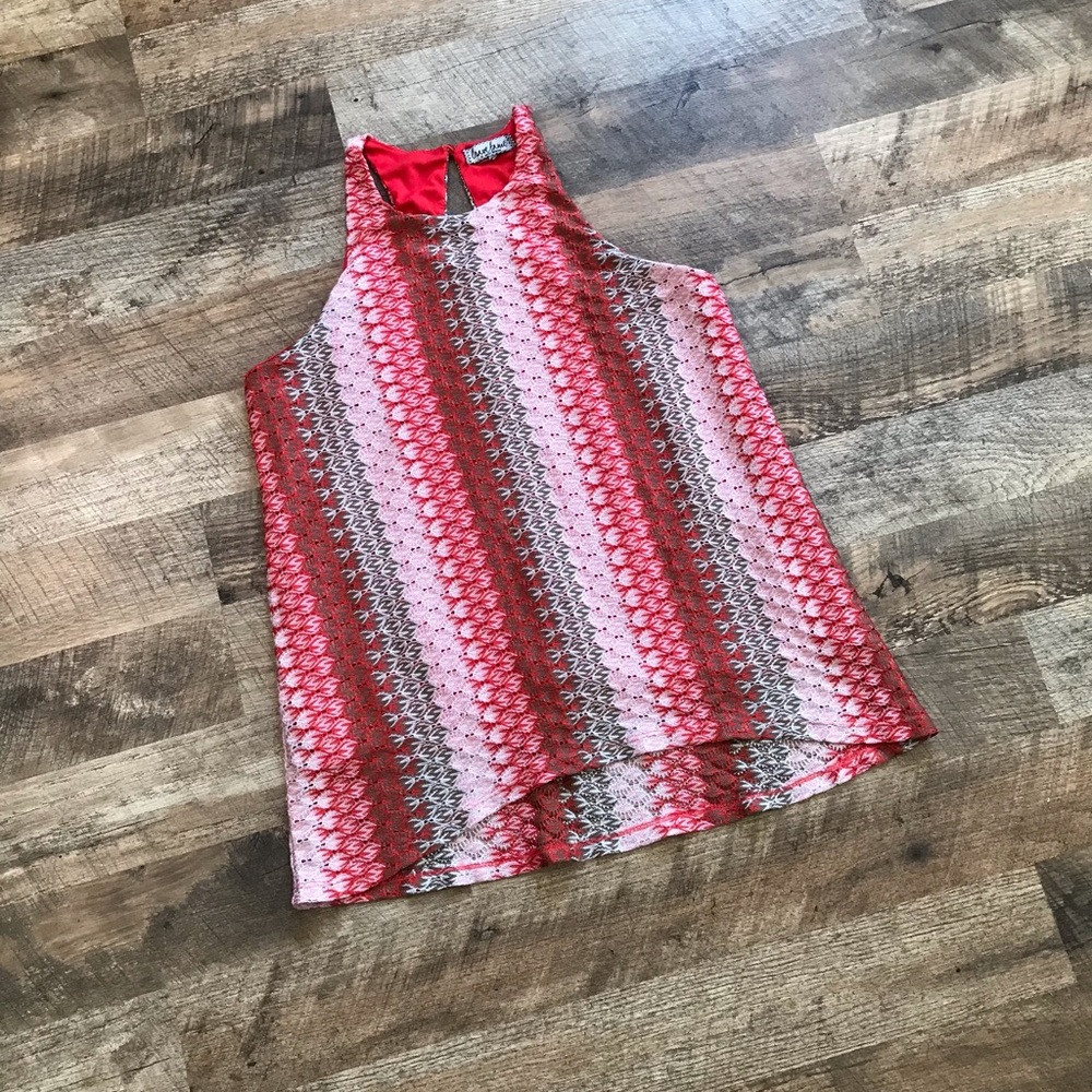 Crave Fame Red Striped Tank Top Size XL